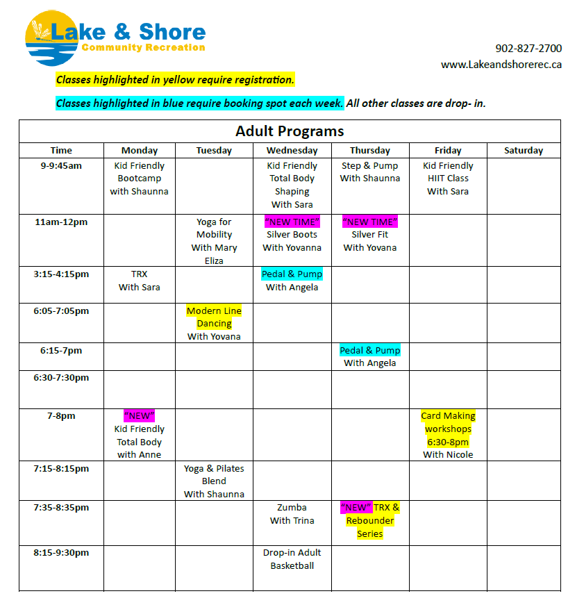 Image of programming schedule